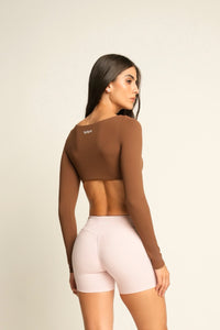 ALLURE LONG SLEEVE TOP IN CLAY BROWN