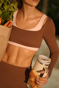 ALLURE LONG SLEEVE TOP IN CLAY BROWN