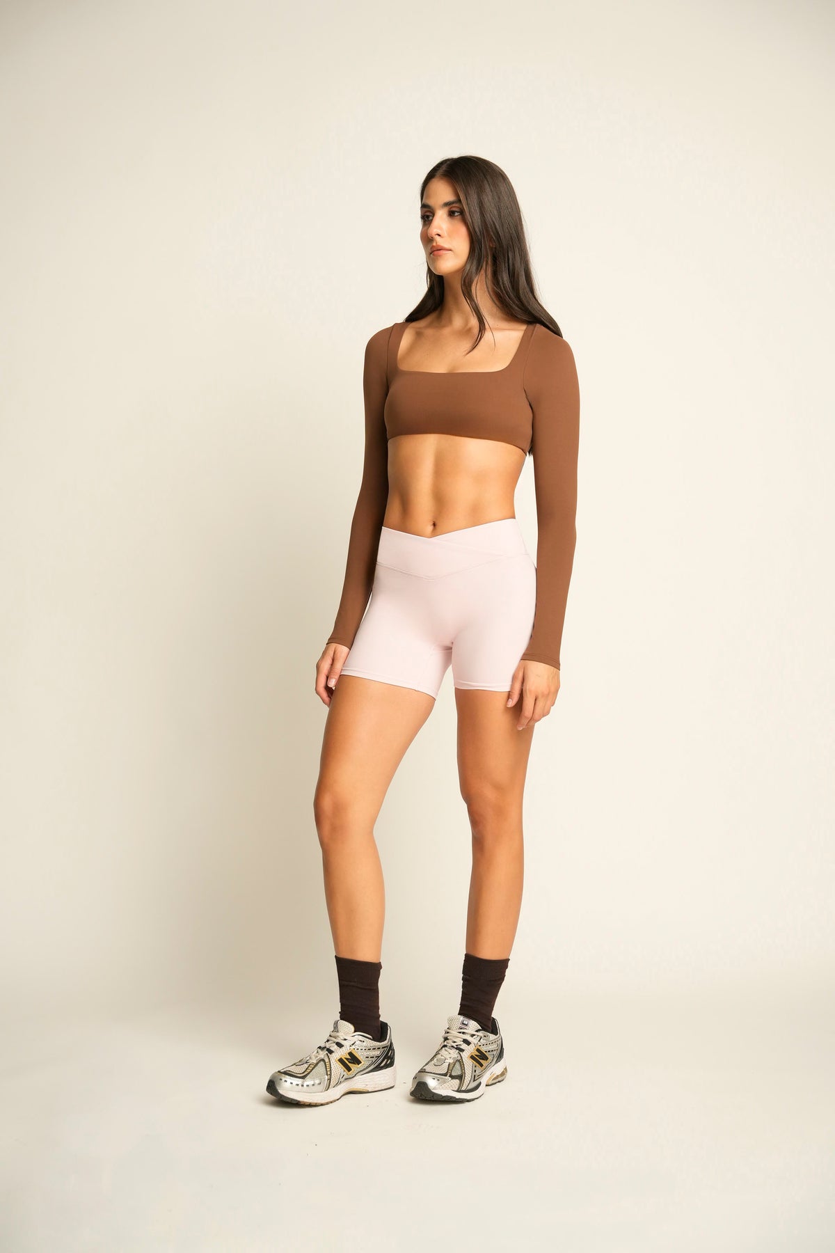 ALLURE LONG SLEEVE TOP IN CLAY BROWN