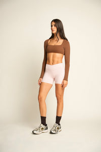 ALLURE LONG SLEEVE TOP IN CLAY BROWN