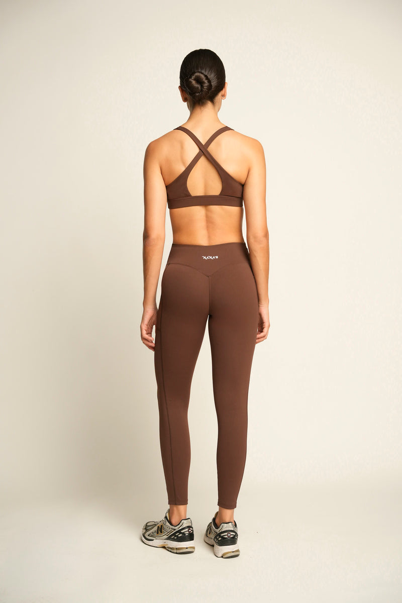 FLOW V SPORTS BRA MOCCA