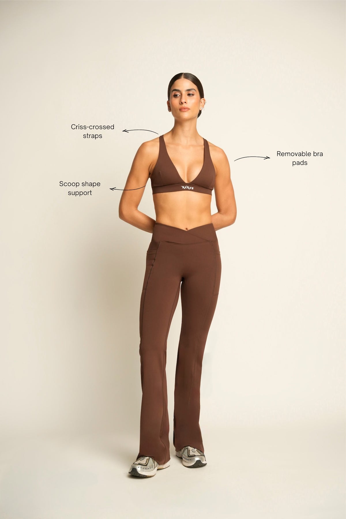 FLOW V SPORTS BRA MOCCA